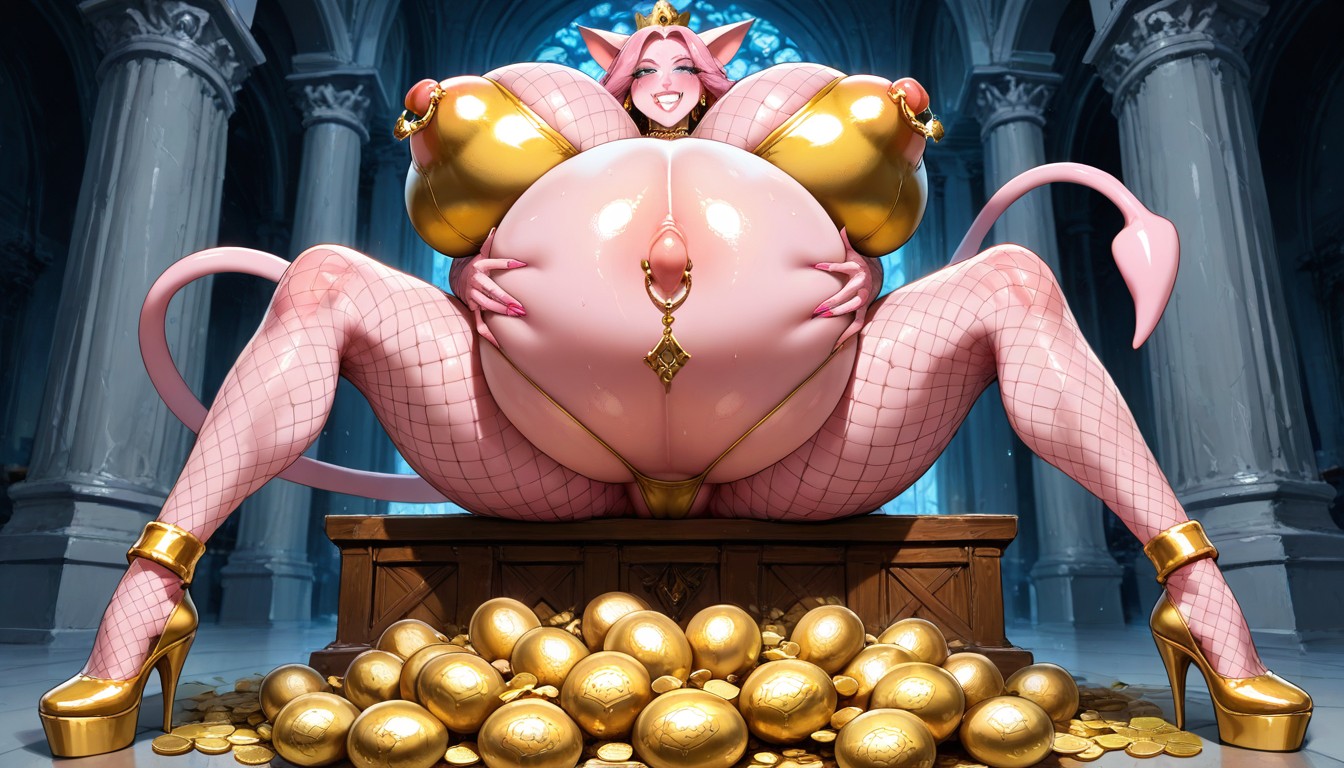 Blue Eyes, Golden Crown On Head, Golden Armlets Hentai AI Porn