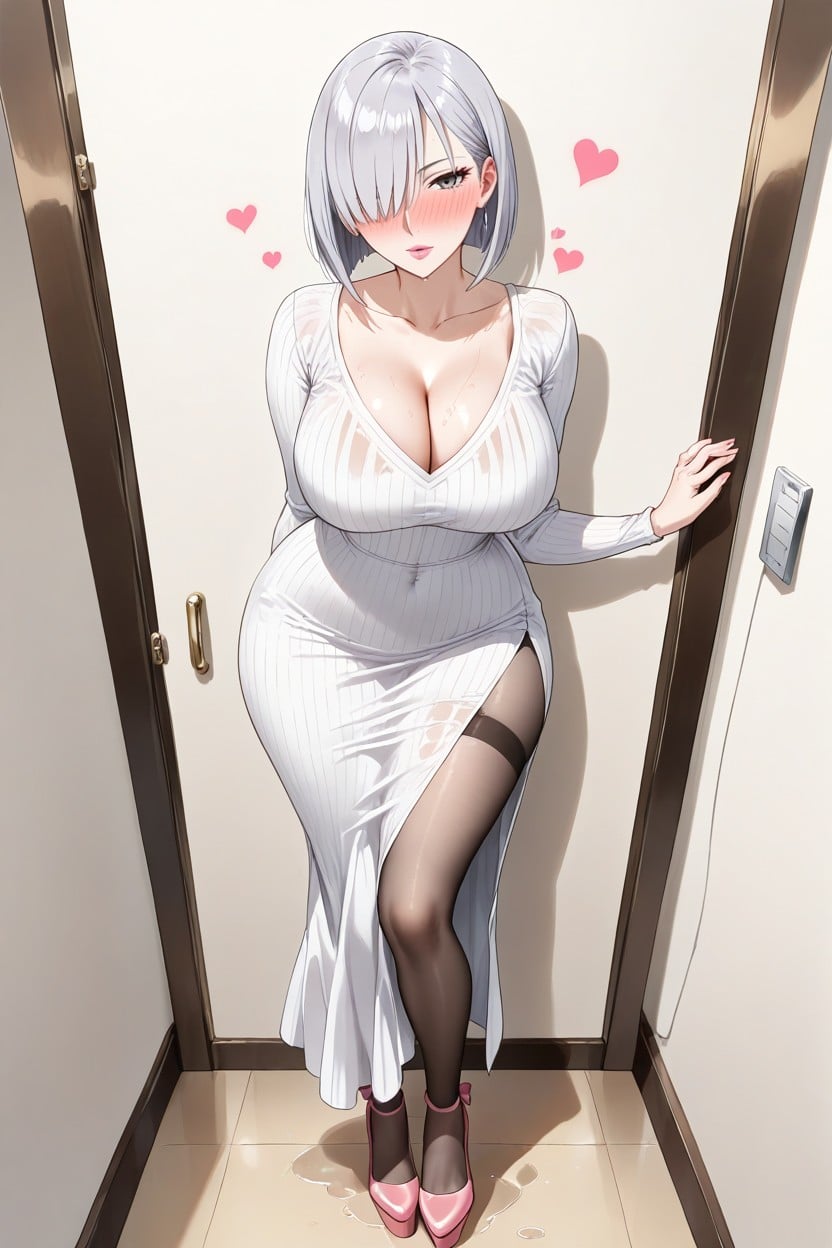 Gold Platform Heels, Fitted Dress, Milf Body Hentai AI Porn