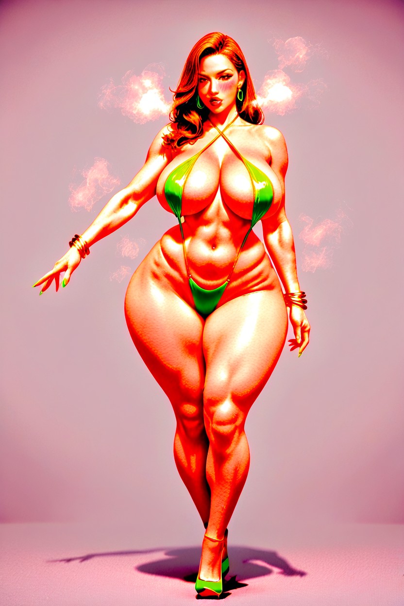 Partially Nude, Bikini Vivid Lime, High Heels AI Porn