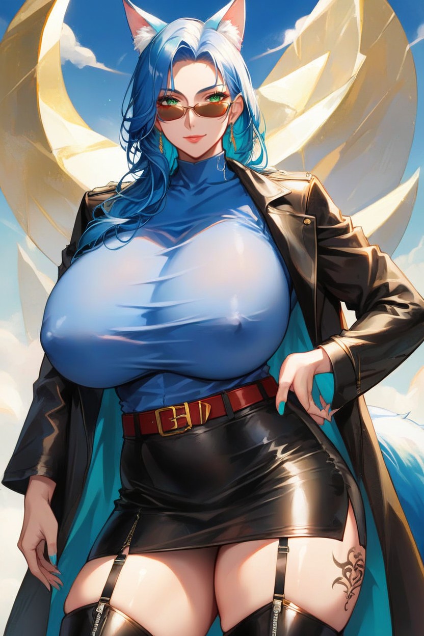 Fox Ears, Garters, Big Thighs Hentai AI Porn