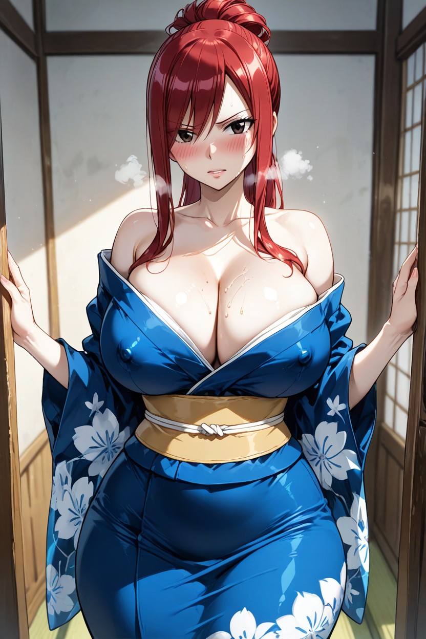 Wearing Tight, Model, Blushing Cheeks Hentai AI Porn