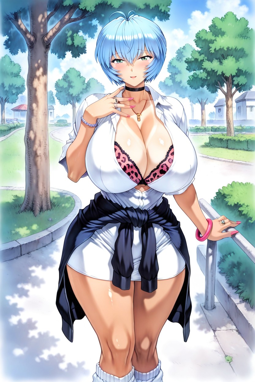 Heavy Eye Makeup, Purple Eyelashes, No Tan Line Hentai AI Porn