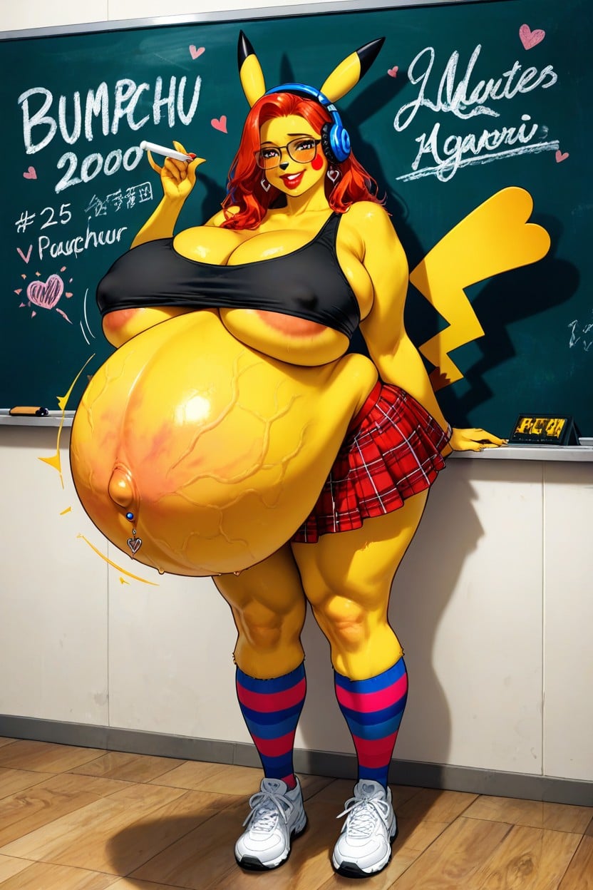 Standing At The Blackboard, Full View, Model Standing Hentai AI Porn