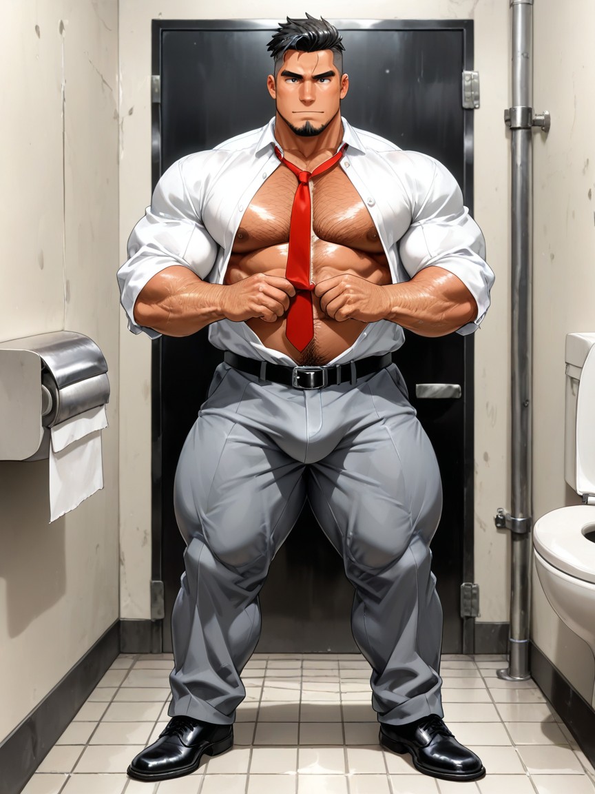 Tan Skin, Red Necktie, Open Clothes AI Gay Porn