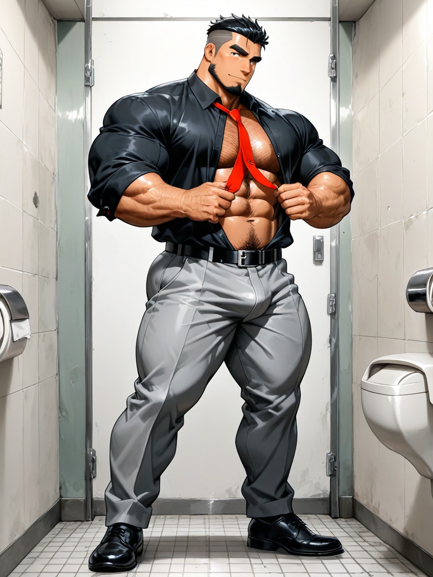 Massive Thighs, Unbuttoning Shirt, Goatee Porno gay IA