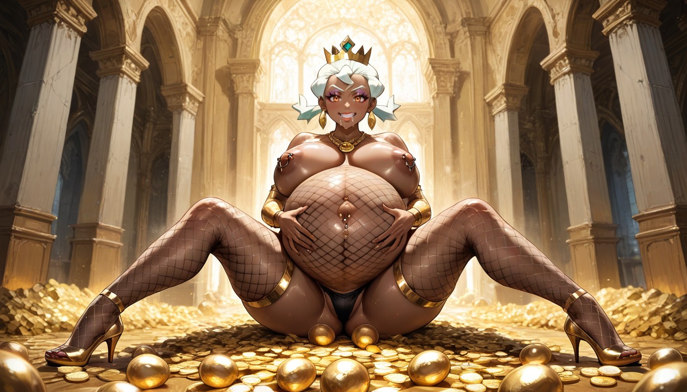 Many Golden Eggs On Floor, Gold Coins, Very Blushed Hentai AI Porn