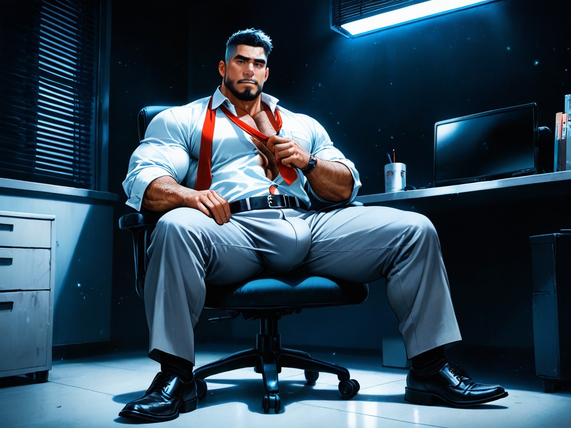 Manspreading, Pulling Shirt Open, Dust Particles Porno gay IA