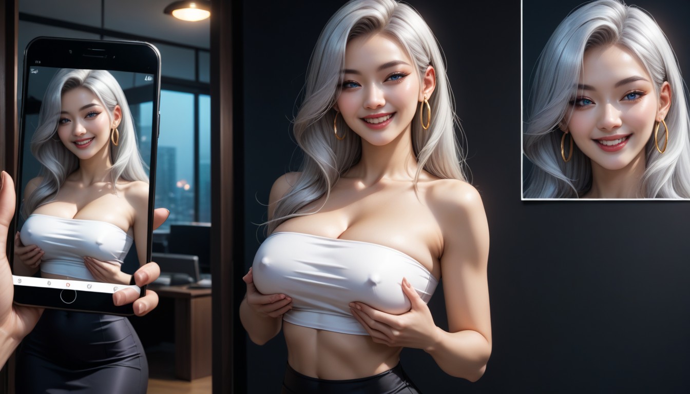 Asian, Noir, Cleavage AI Porn