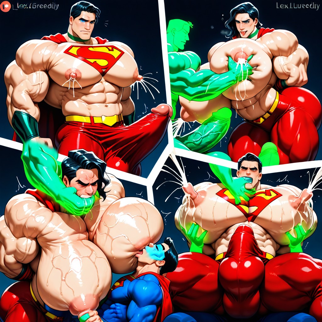Legs Spread, Hyper Round Ass, Superman Laying Back AI Gay Porn