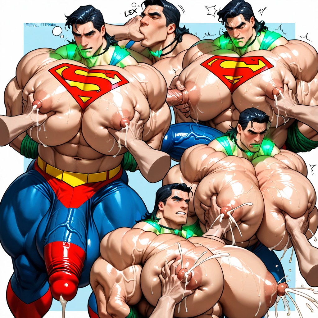 Green Glowing Neck Choker, Extremely Large Ass, Superman Tights AI Gay Porn