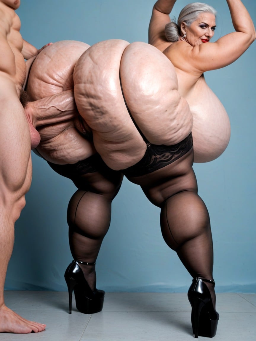 Cellulite, Side View, Insane Fat Ass BBW AI Porn