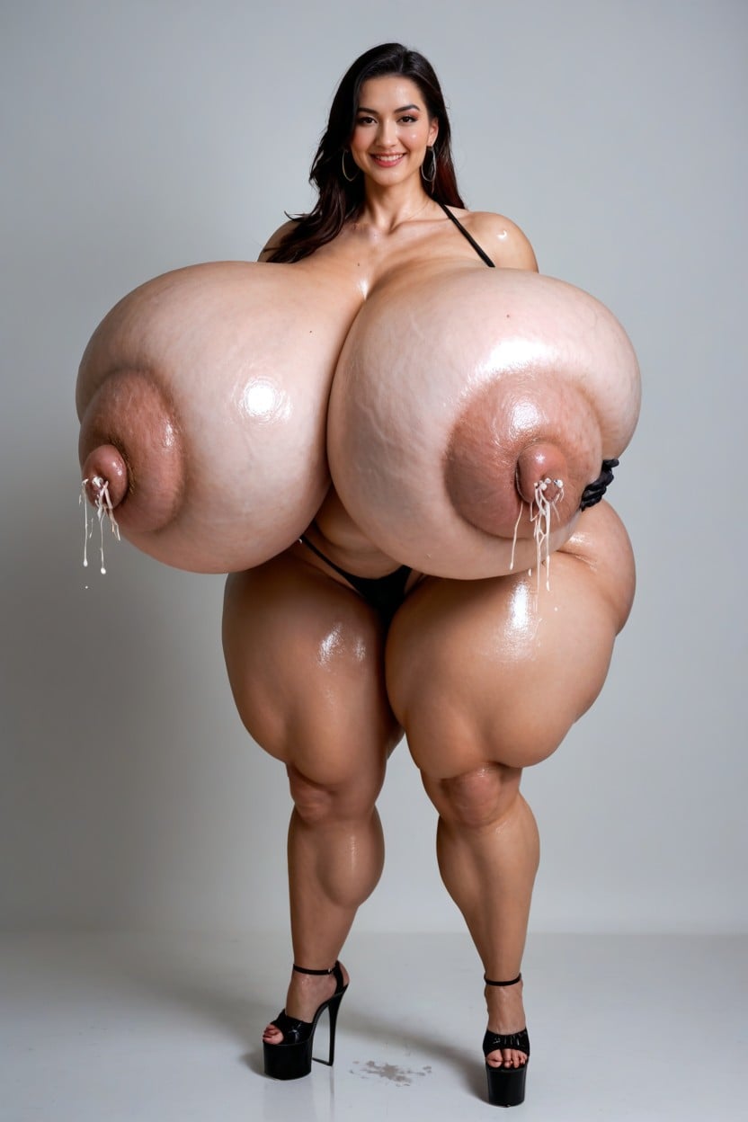 Gigantic Puffy Nipple, Sweating Profusely, Gigantic Breast AI Porn