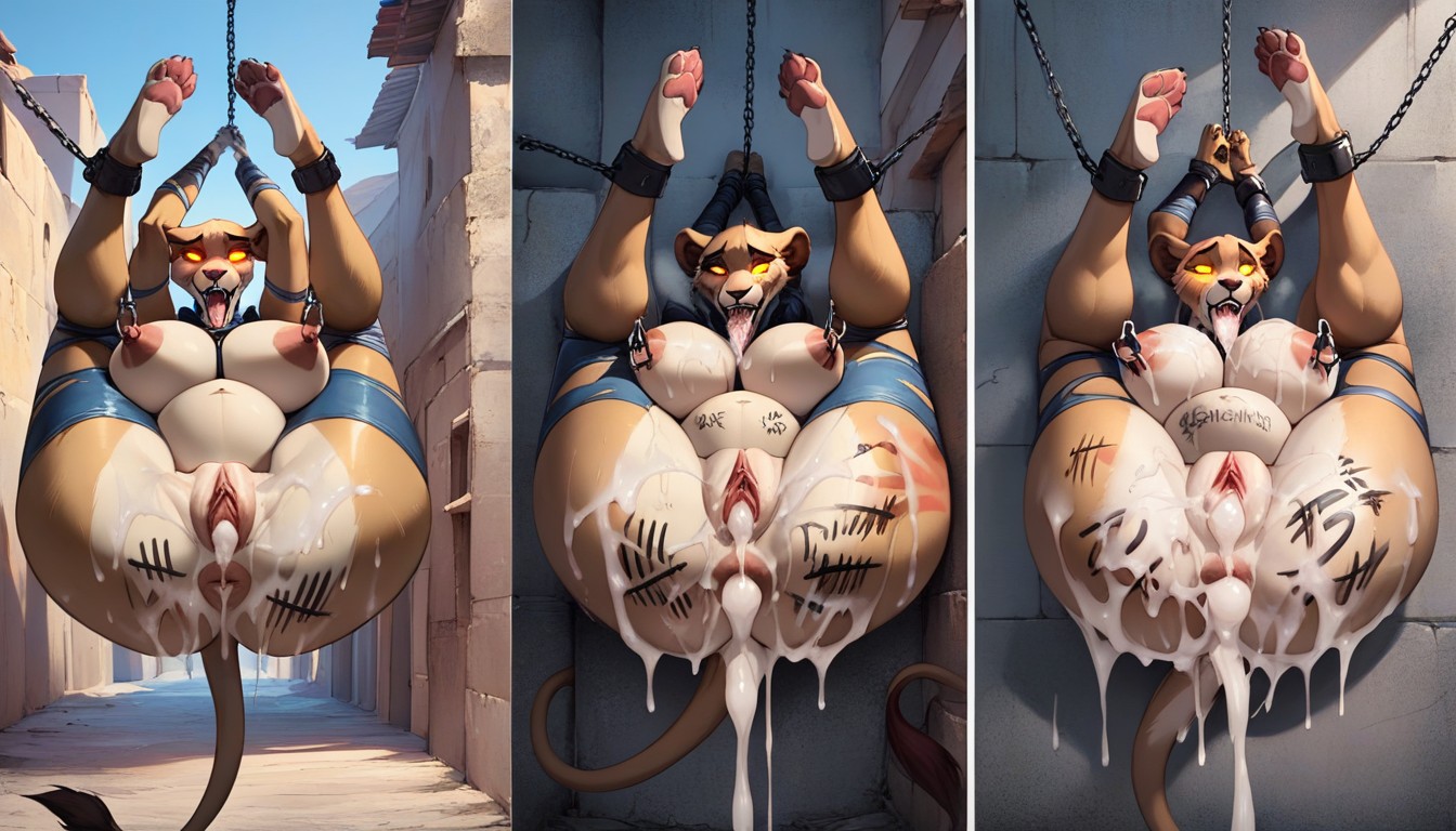 Bound Against Wall, Extremely Beautiful Face, Public Use Furry AI Porn