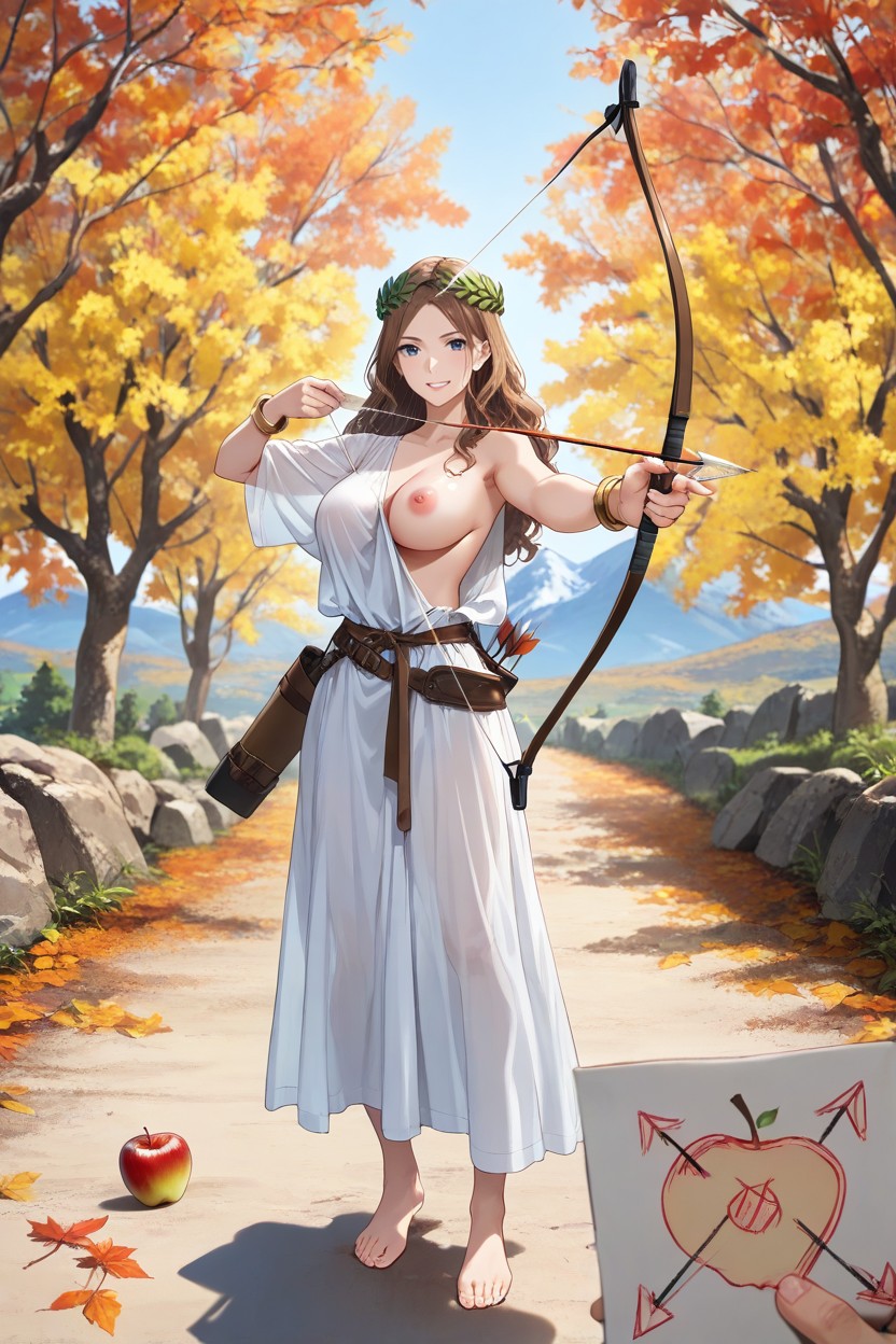Mountain Ranges In Background, Skinny, Animated Art Style Hentai AI Porn
