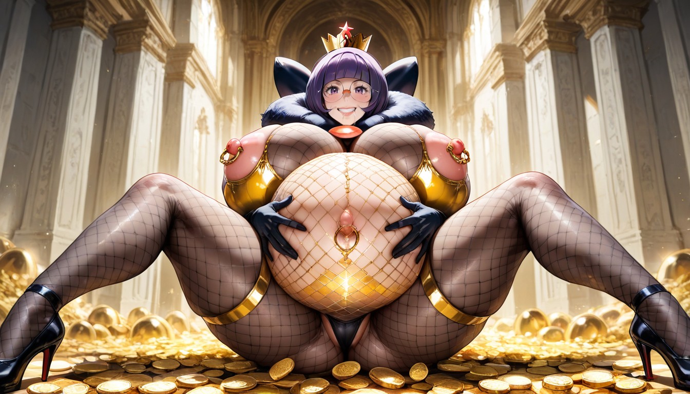 Navel Piercing, Puffed Cheeks, Round Glasses Hentai AI Porn