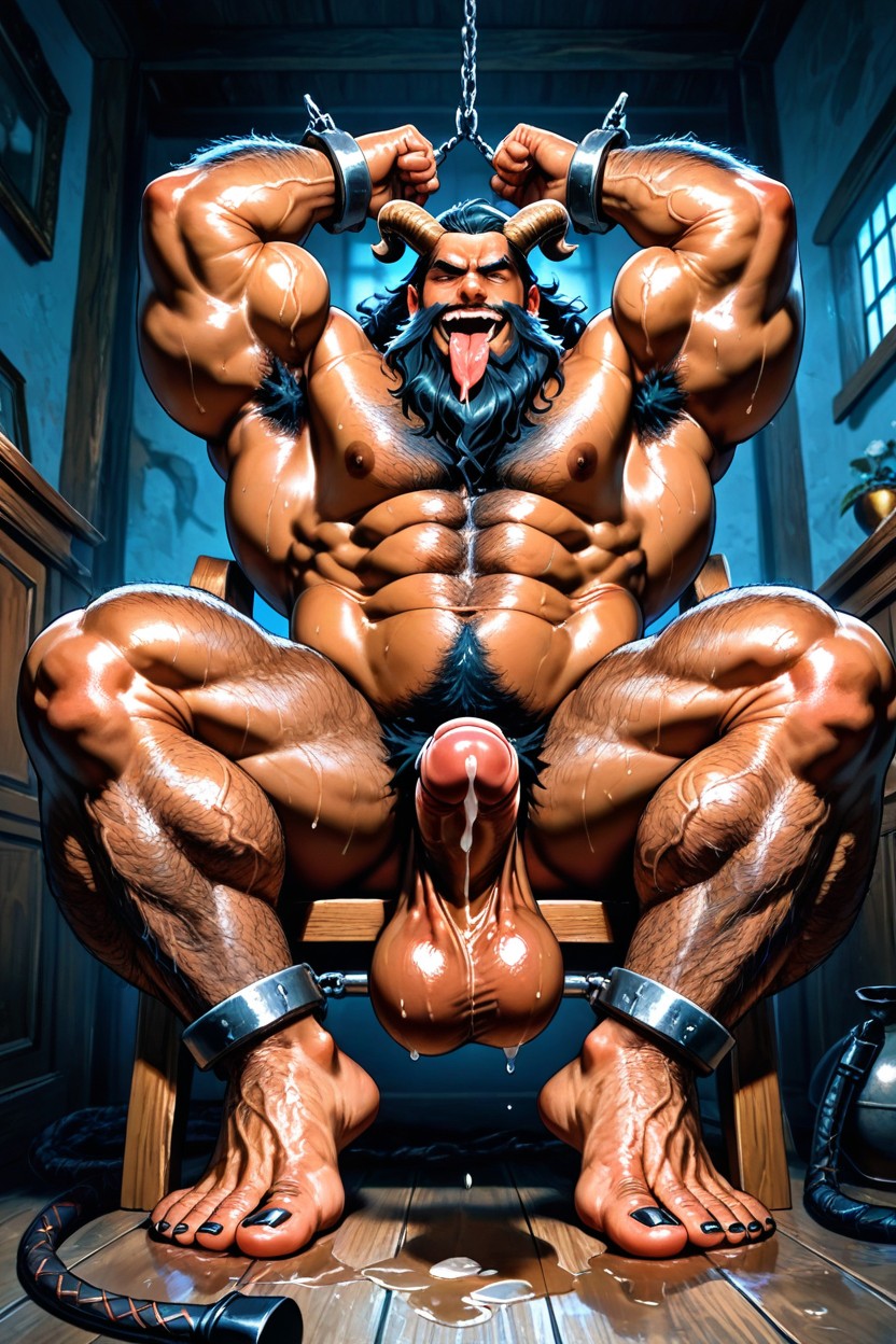 Sitting Down, Hands Behind His Head, Whip AI Gay Porn
