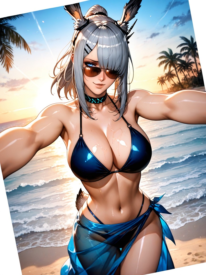 Frostnova From Arknights, Beach, Medium Butt Hentai AI Porn
