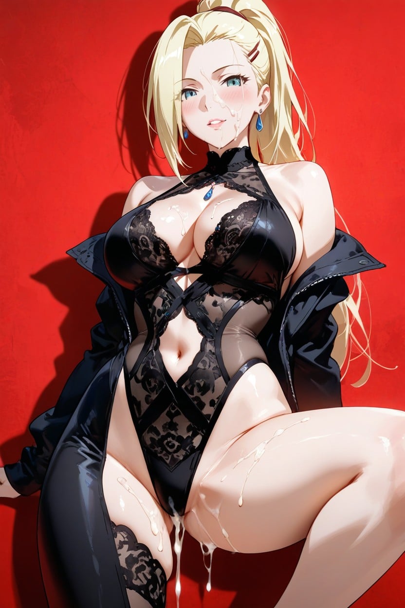 Yamanaka Ino, With One Leg Bent And Raised While The Other Is Extended, Creampie Hentai AI Porn