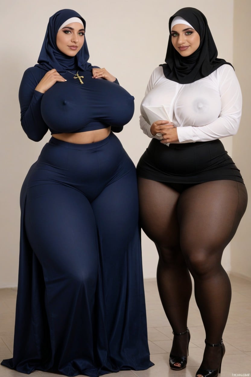 Chubby, Skirt, Writing On Legs AI Porn