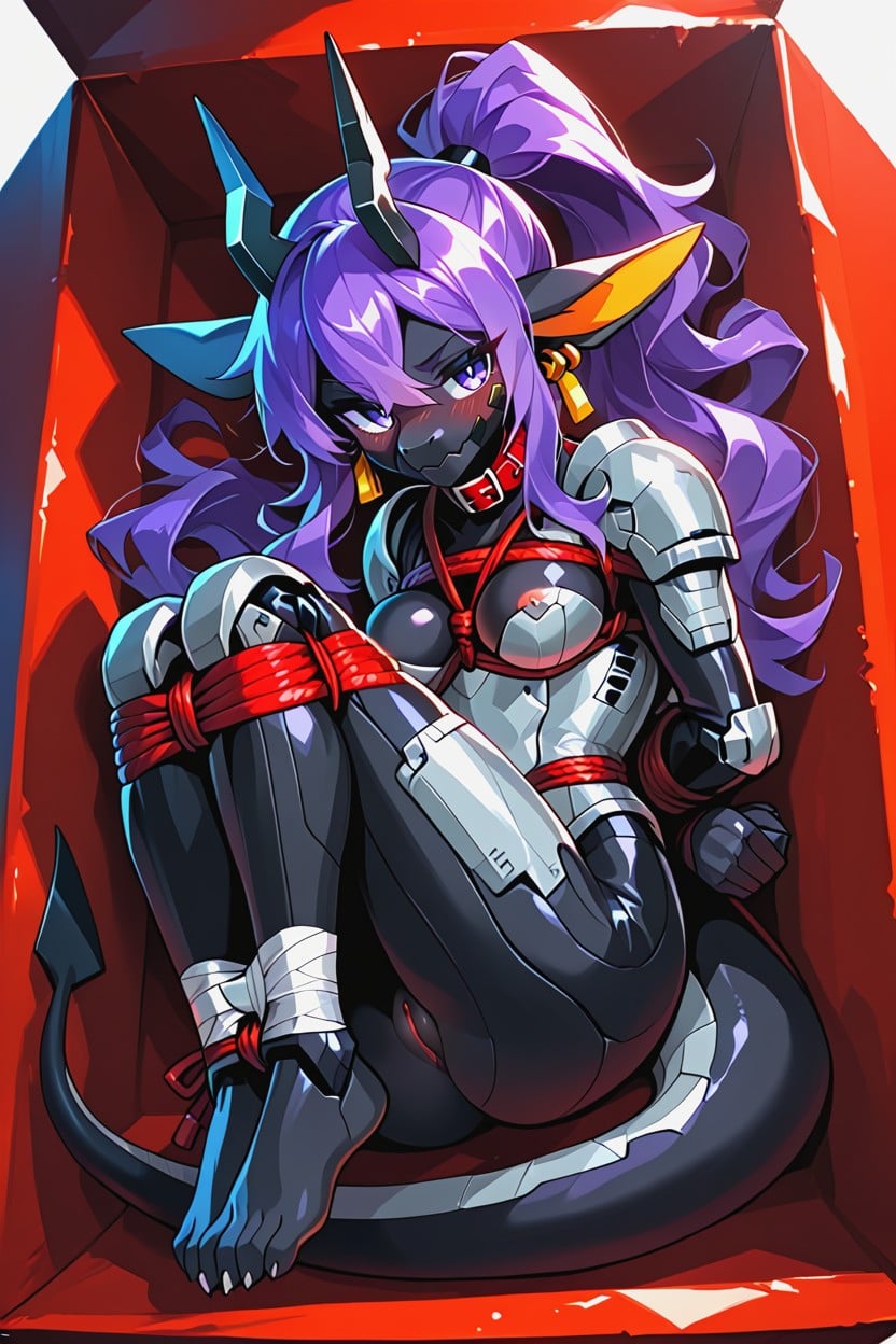 Dark Scales, Shibari, Knees Up Furry AI Porn