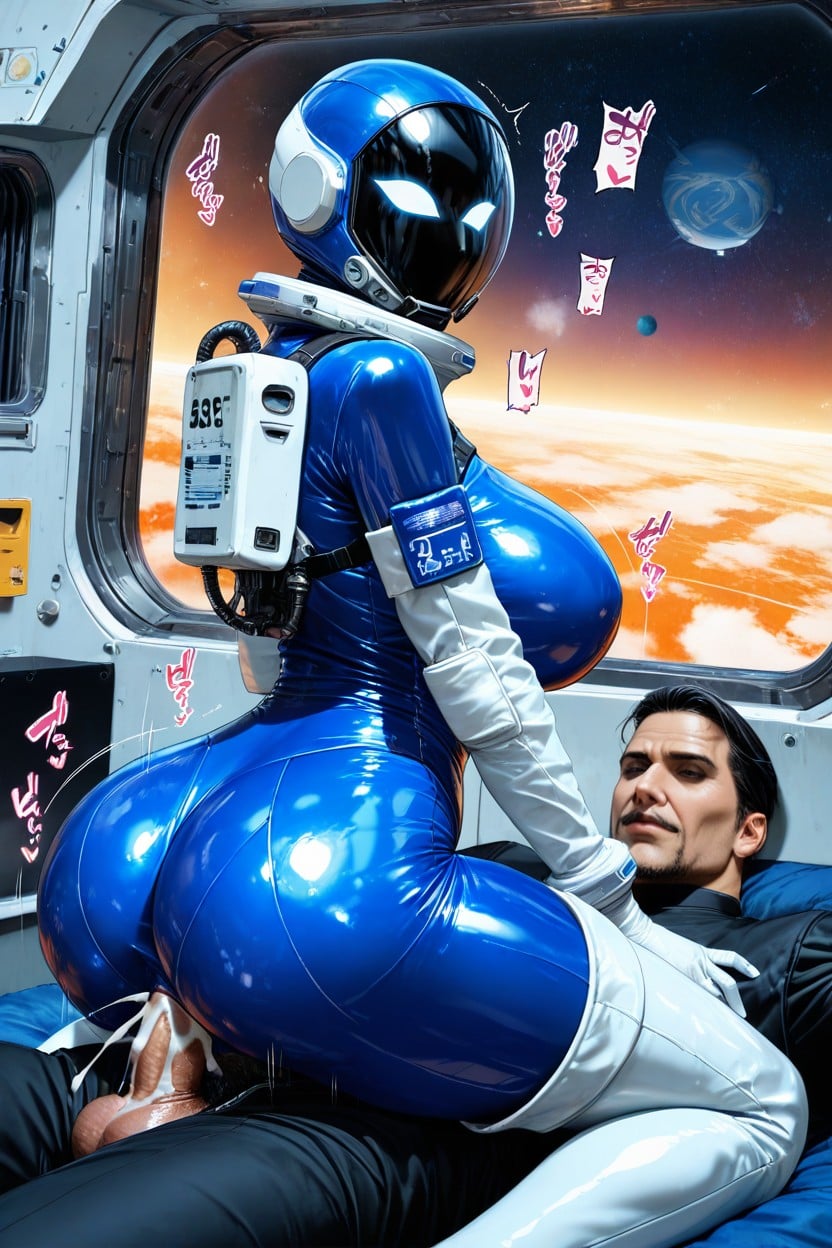 Blue Tight Astronaut Suit, Cinematic, Black Eyeliner AI 포르노