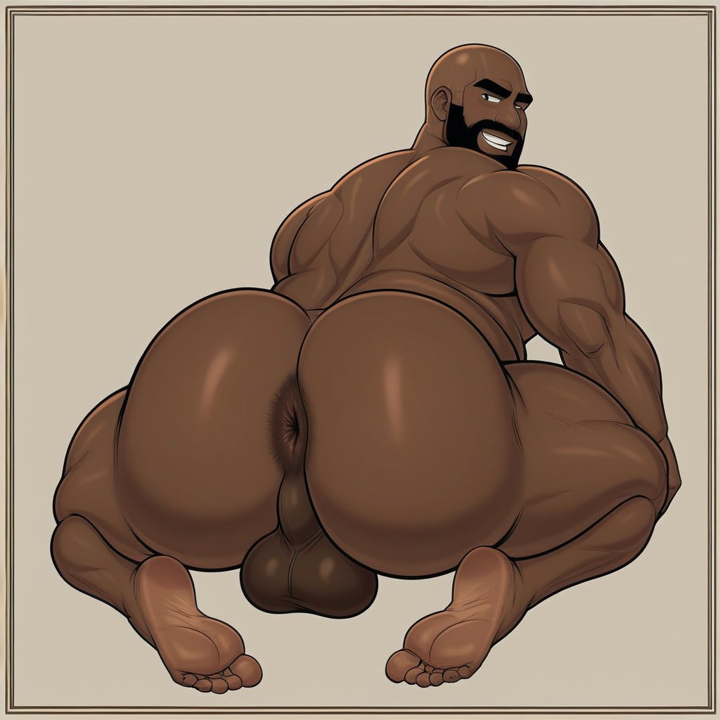 Big Pecs, Spreading Ass, Fat African AI Gay Porn