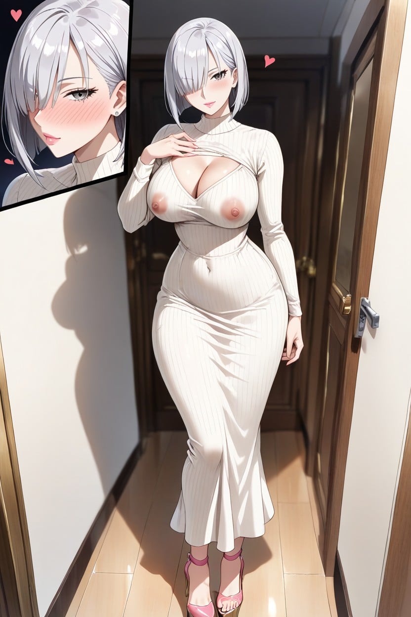 Skinny, Knitted Dress, Dress Hentai AI Porn