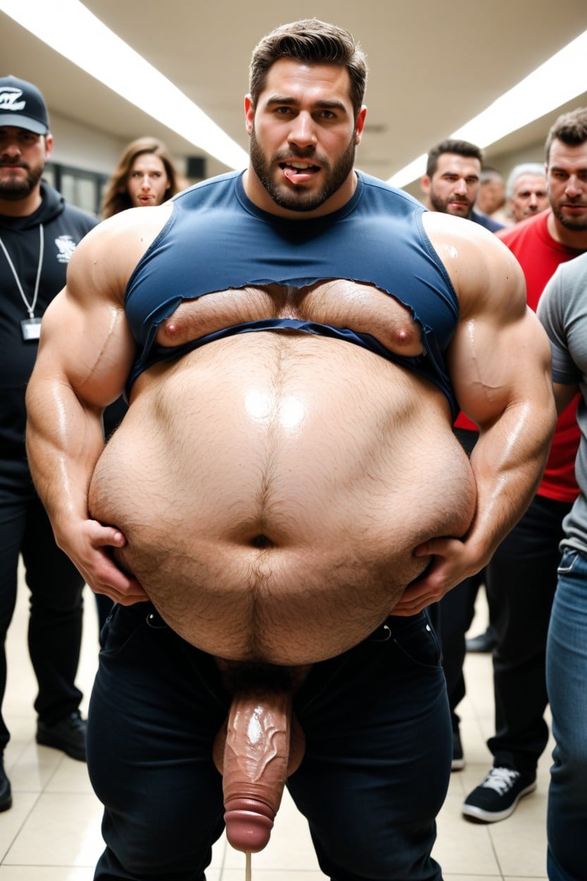 Belly Getting Huge, Hyper Growth, Verschwitzt KI Schwulenporno