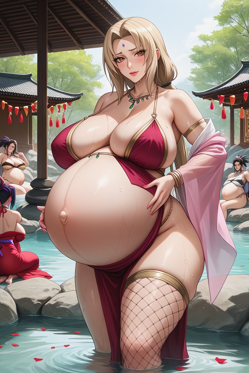 Hair Bund, Wet Kimono Robes, Belly Dancer Hentai AI Porn