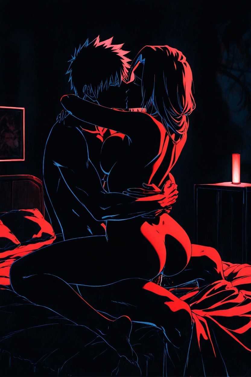 Couple, Making Love, Full Body Dark Silhouette Hentai AI Porn