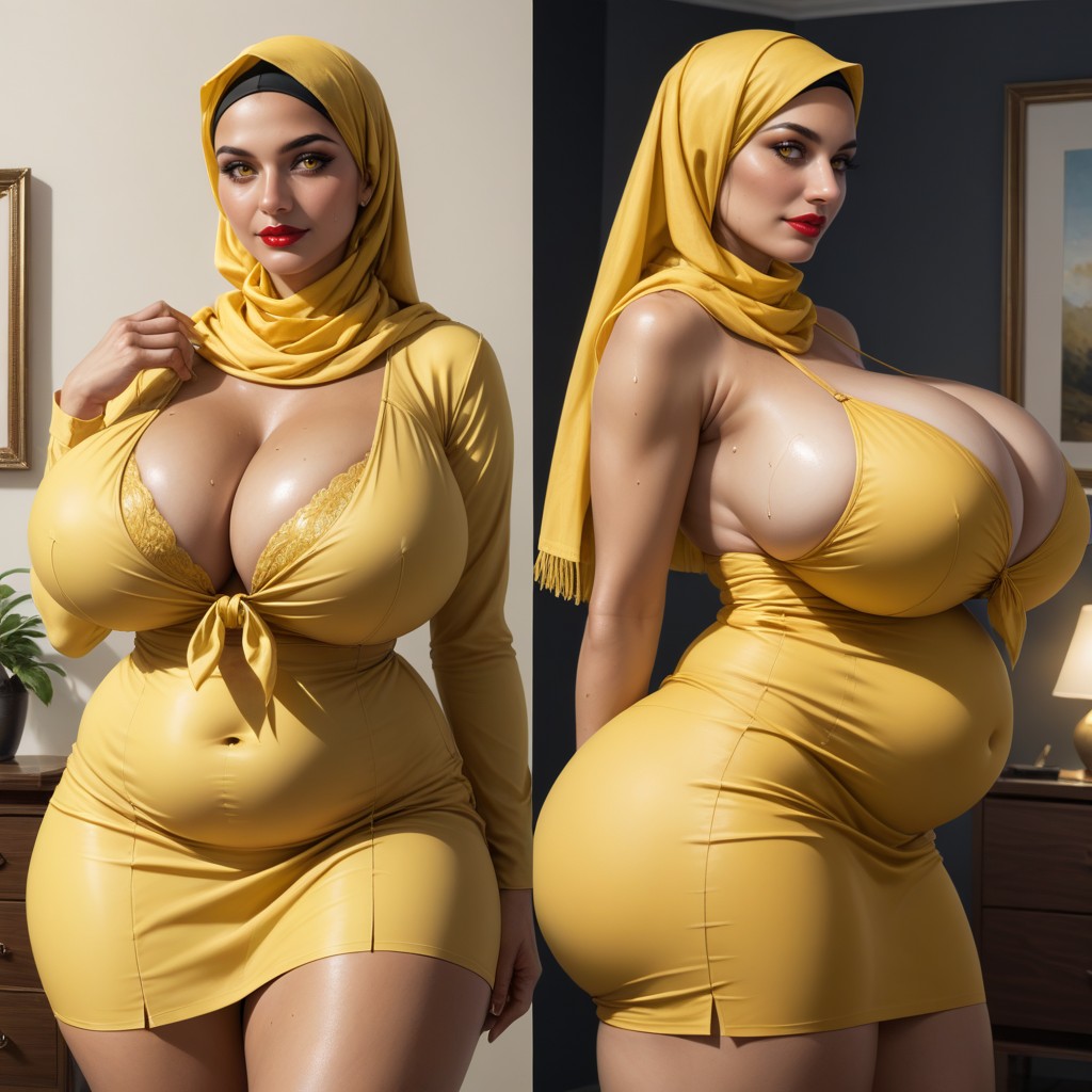 Sweat, Colossal Breast, Red Lipstick Hentai AI Porn