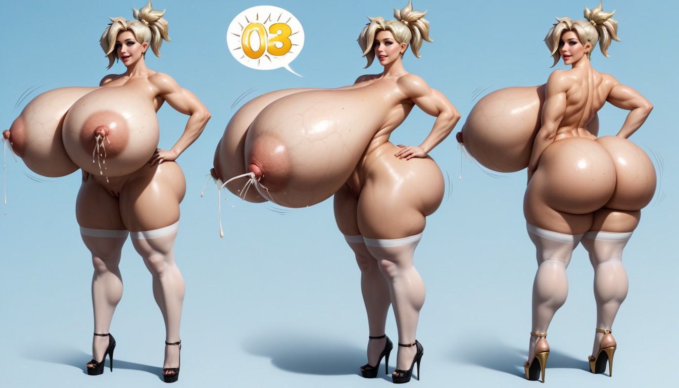 Huge Round Ass, Ridiculously Huge Spherical Round Breasts, Unaligned Breasts AI Porn