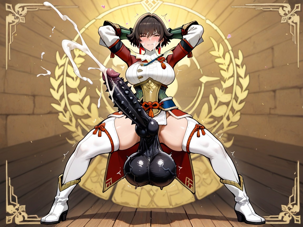 Futanari With Erect Cock, Futanari, Bowlegged Pose Hentai AI Porn