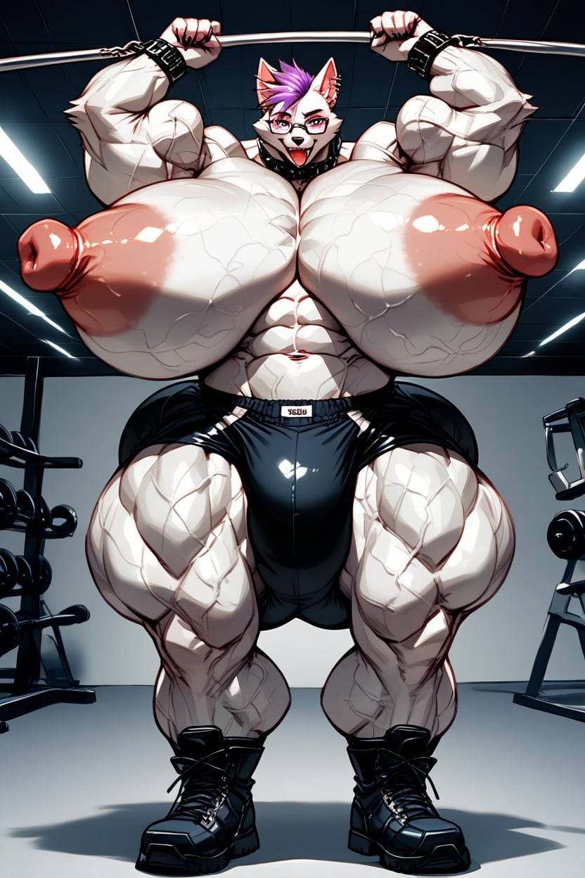 Over Pumped Veins, Hyper Calves, Glasses Furry AI Porn