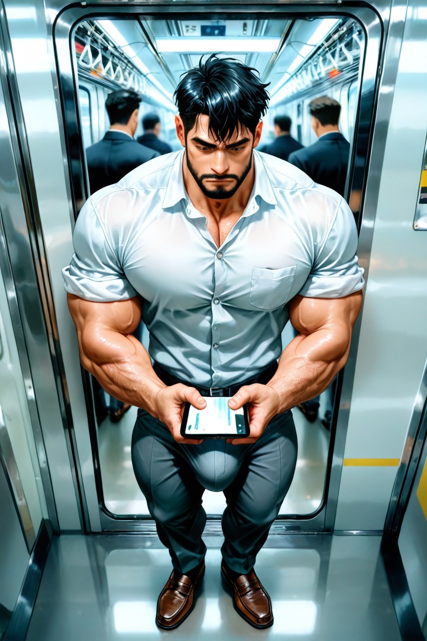 Street Photography, Wide Shoulders, Thick Arms AI Gay Porn