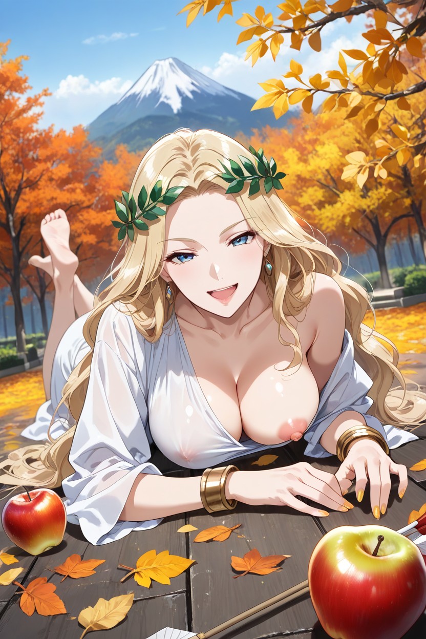 Other Breast Nipple Visible Under Clothes, Side View, Bottom Up View Hentai AI Porn