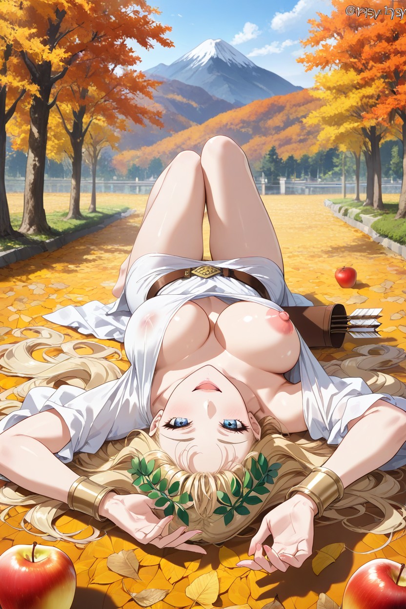 Bottom Up View, Other Breast Nipple Visible Under Clothes, Side View Hentai AI Porn