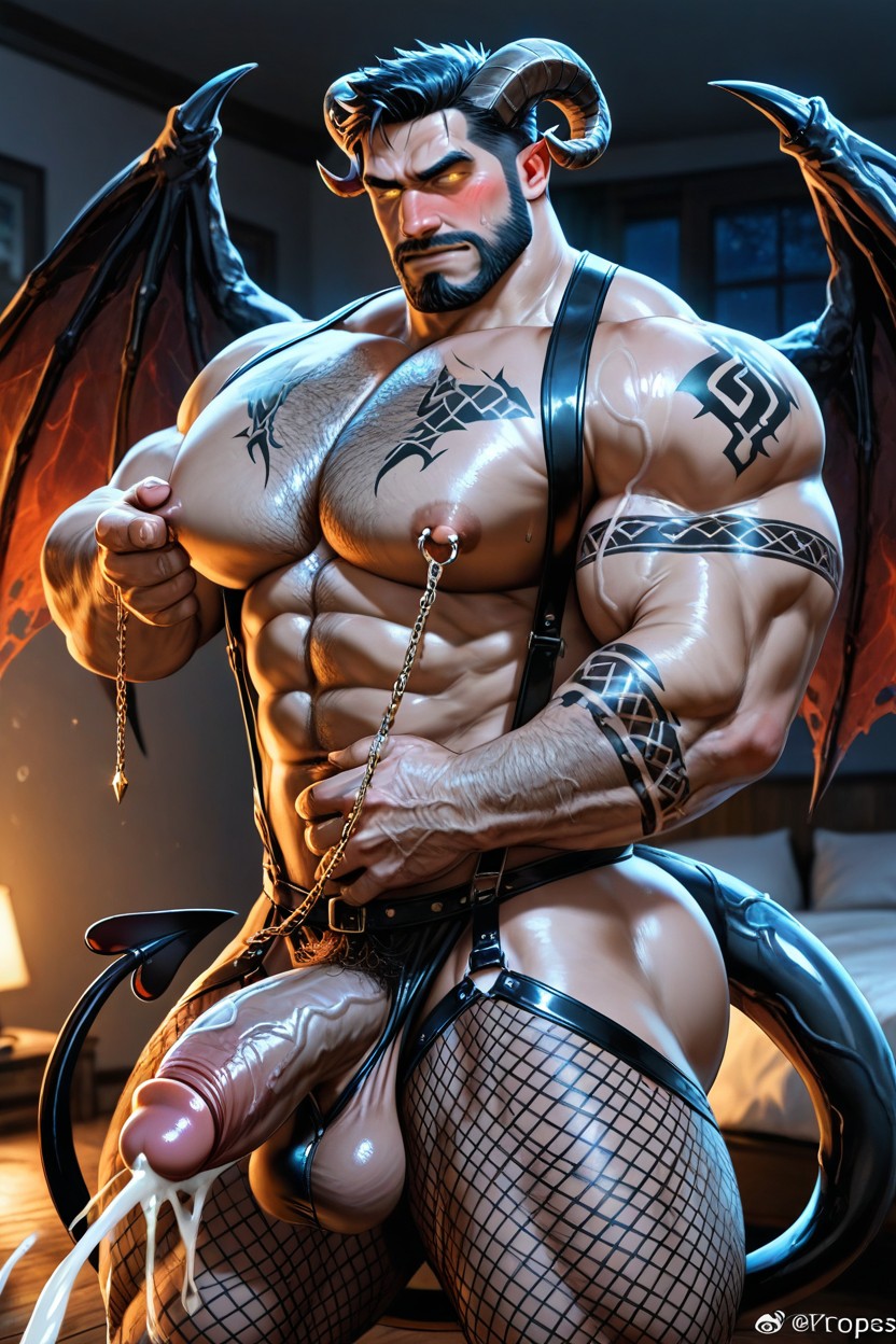 Tattoos On Chest, Fit Body, Big Biceps AI Gay Porn