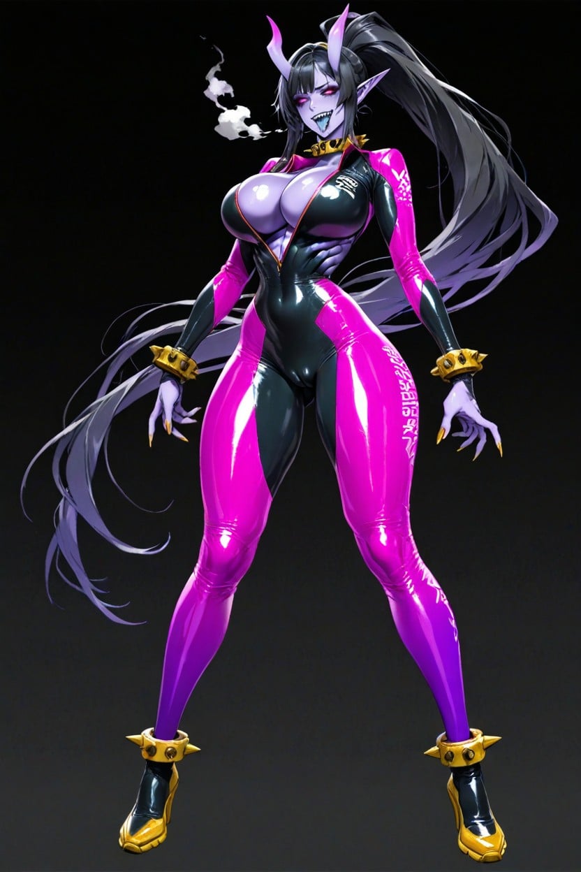 Huge Cleavage, Ahegao, Shiny Oiled Skin Hentai AI Porn