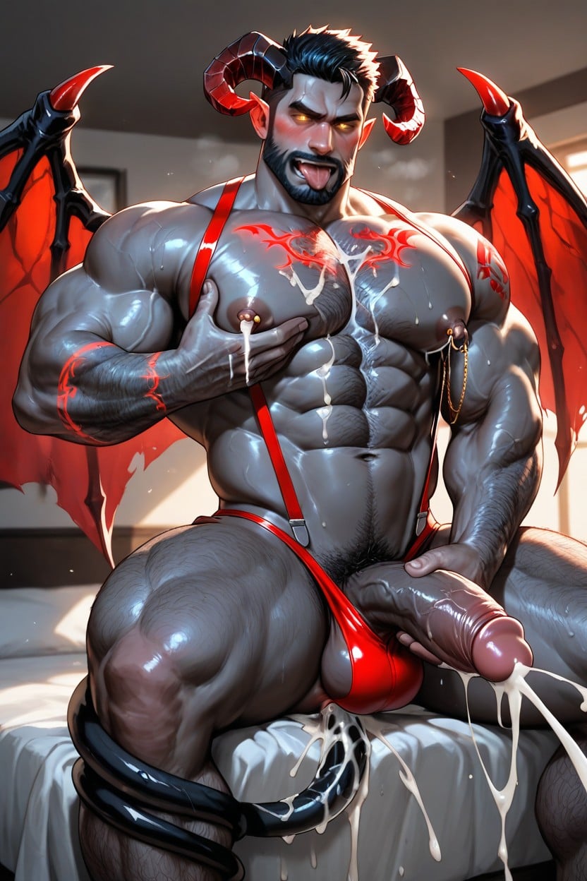Manga Style, Tail Wrap Around Penis, Suspenders AI Gay Porn
