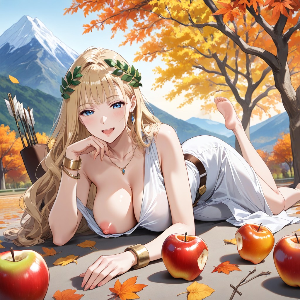 Waist Shot, Oversized Golden Bracelet On One Hand, Wavy Hair Edges Hentai AI Porn