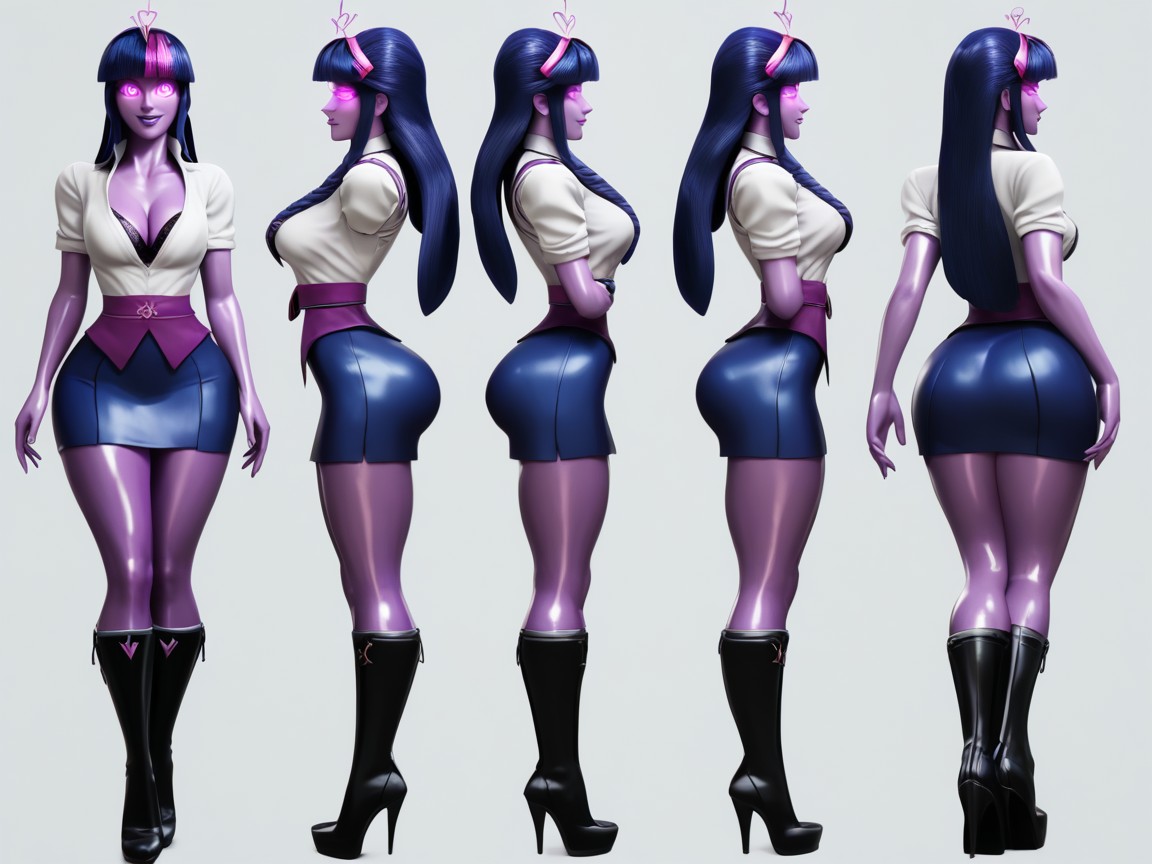 Not An Once Of Fat On Her, Secretary Outfit, Close-up Of Face Off To The Side Of The Shot Hentai AI Porn