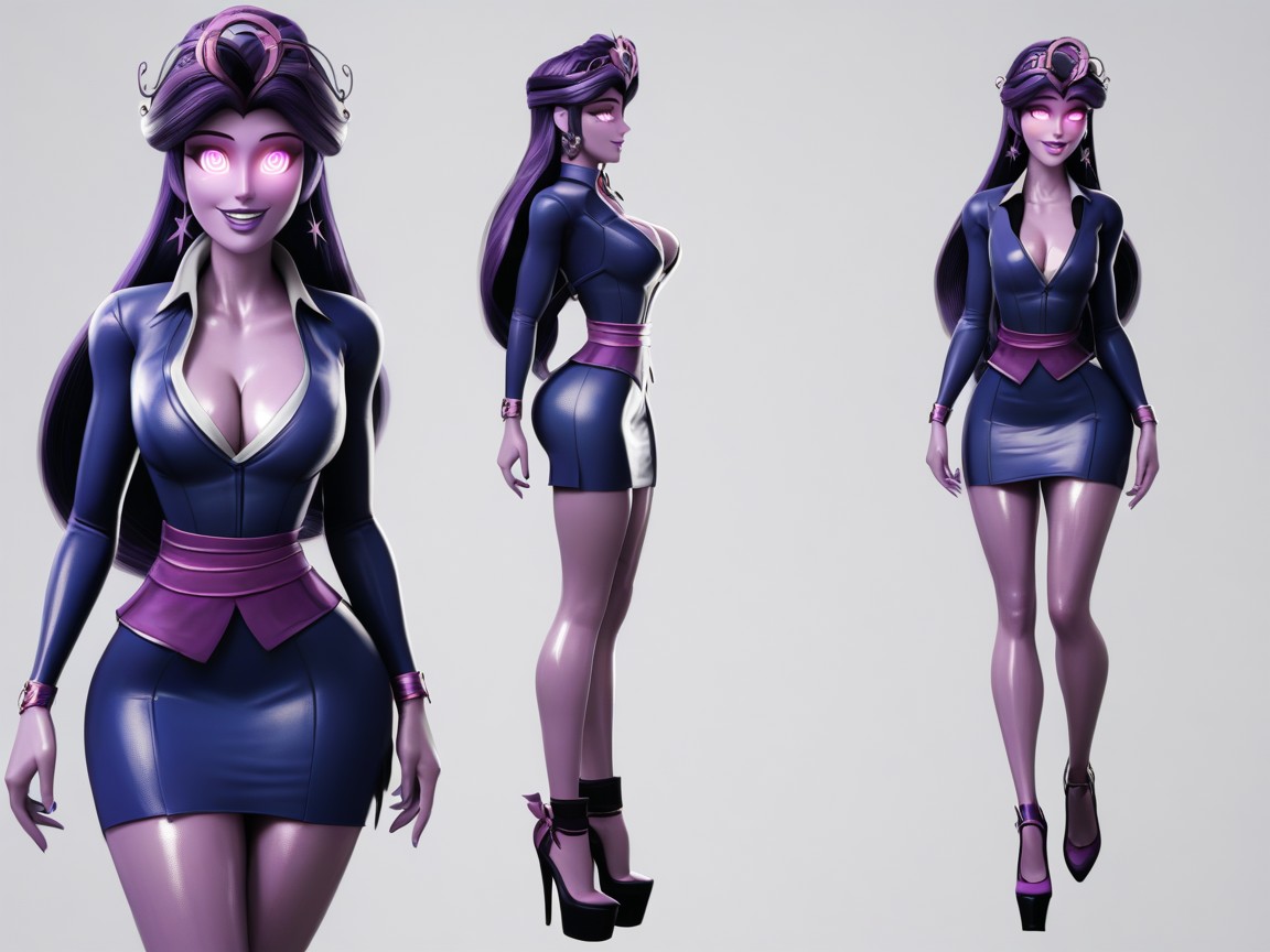 Raised Eyebrows, Purple Skin, Ditzy Hentai AI Porn