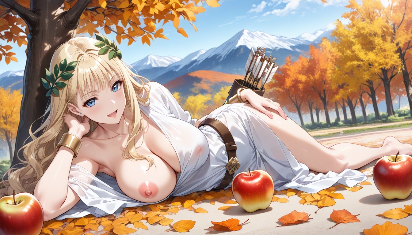 Green Laurel Wreath, Bare Feet, Side View Hentai AI Porn