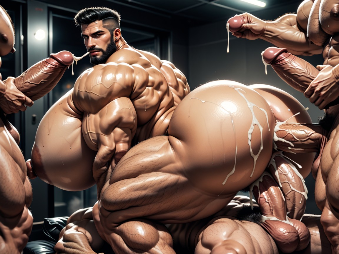 Thick Bearded, Cunnilingus, Hairy Thick Hyper Muscled Body Porno IA