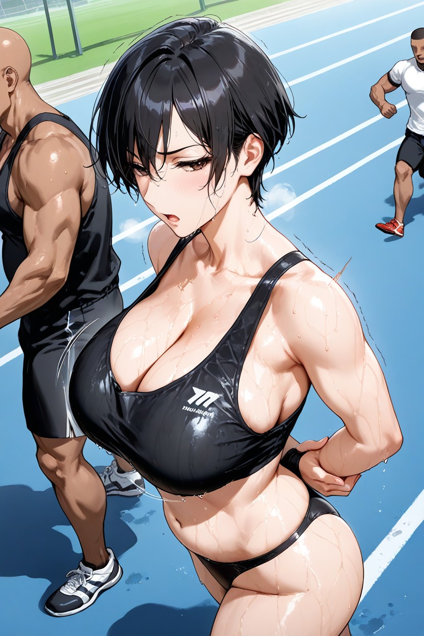 Shaking, A Muscular Man, Wet Body Hentai AI Porn