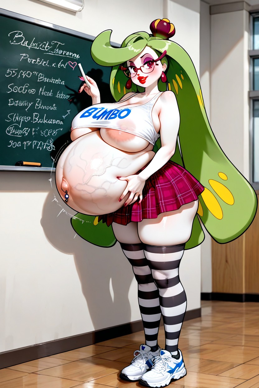 Sneakers, Holding A Piece Of Chalk, Standing At The Blackboard Hentai AI Porn