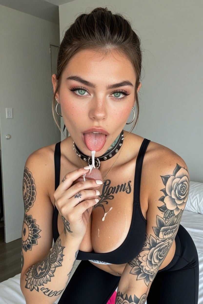 Entire Arm Tattooed, Large Thigh Tattoo, Nipple Tattoos AI Porn