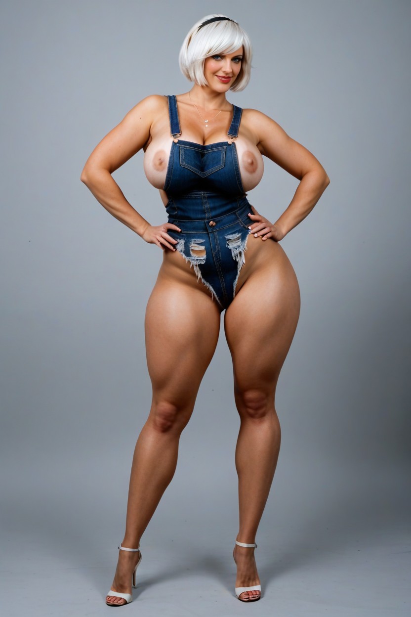 Massive Cleavage, Voluptuous Model, Thick Thighs AI Porn