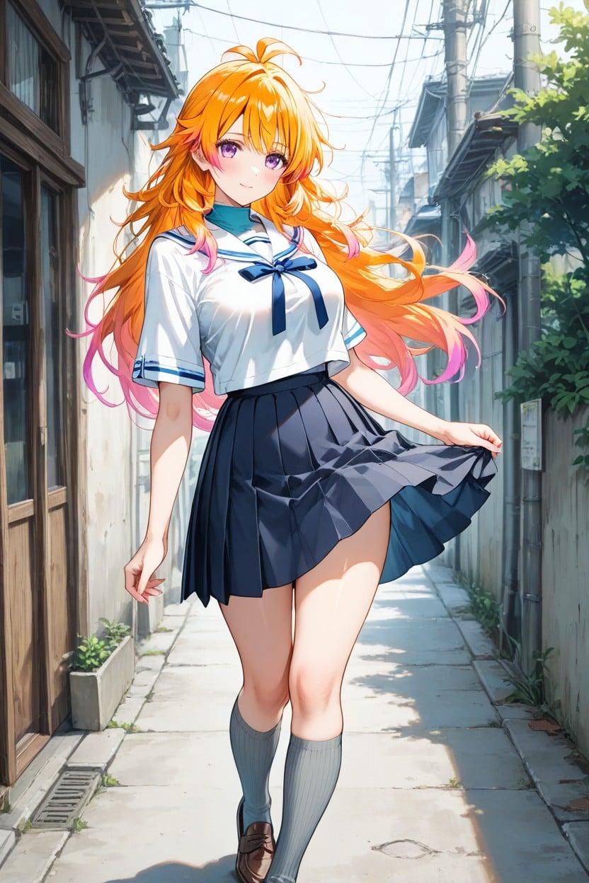Skinny, 25+, Light Blue Neck Ribbon Hentai AI Porn